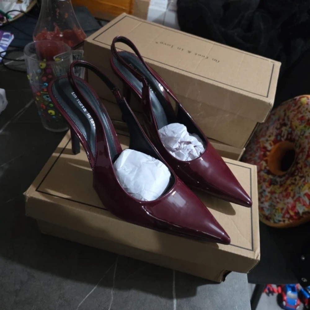 Elegant Burgundy Slingback Heels